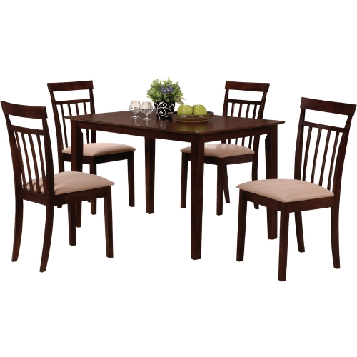 Samuel 5 Piece Dining Set in Espresso & Microfiber